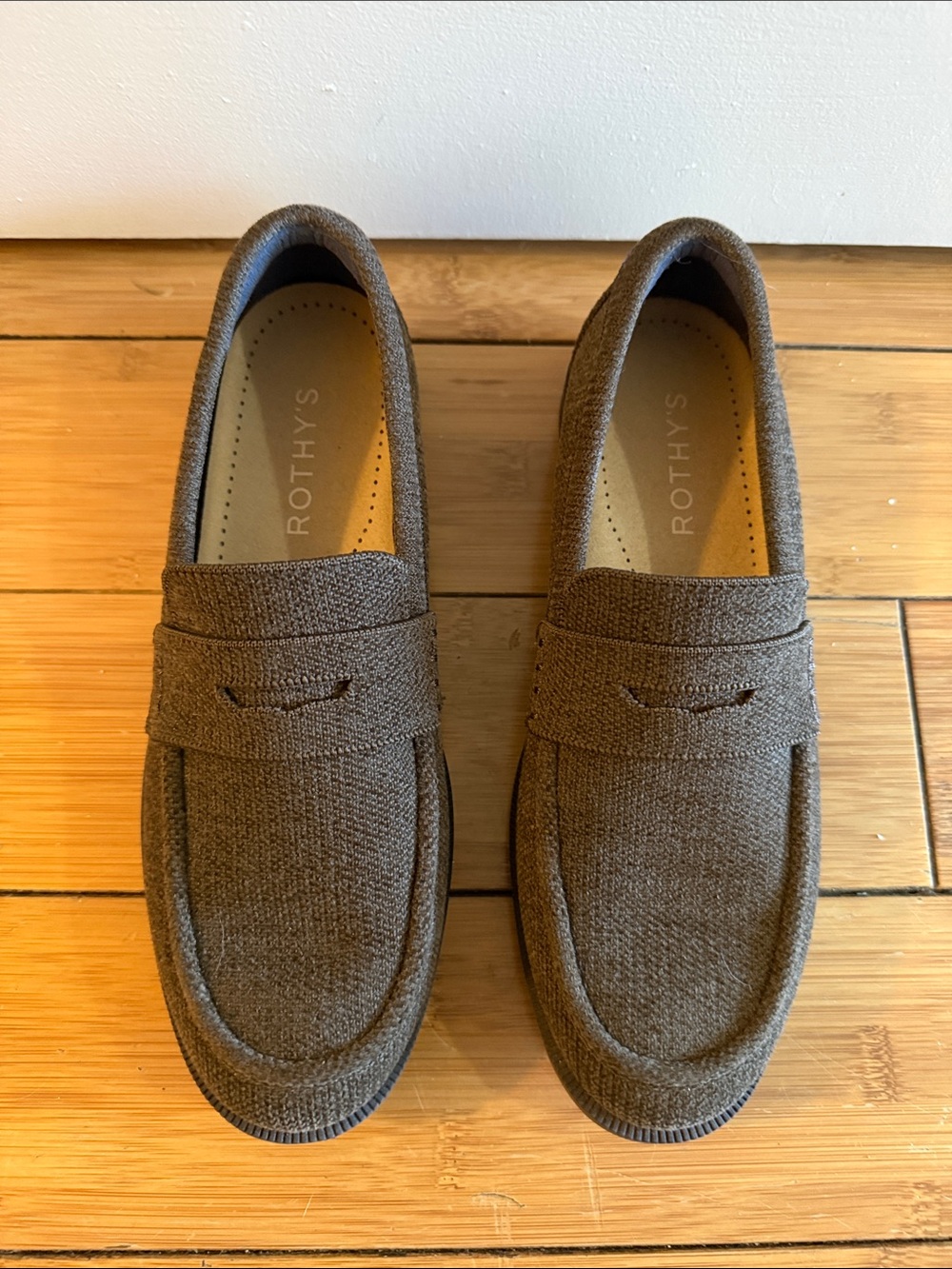 Rothy's ReVelvet Brown Knit Penny Loafers in Bistro